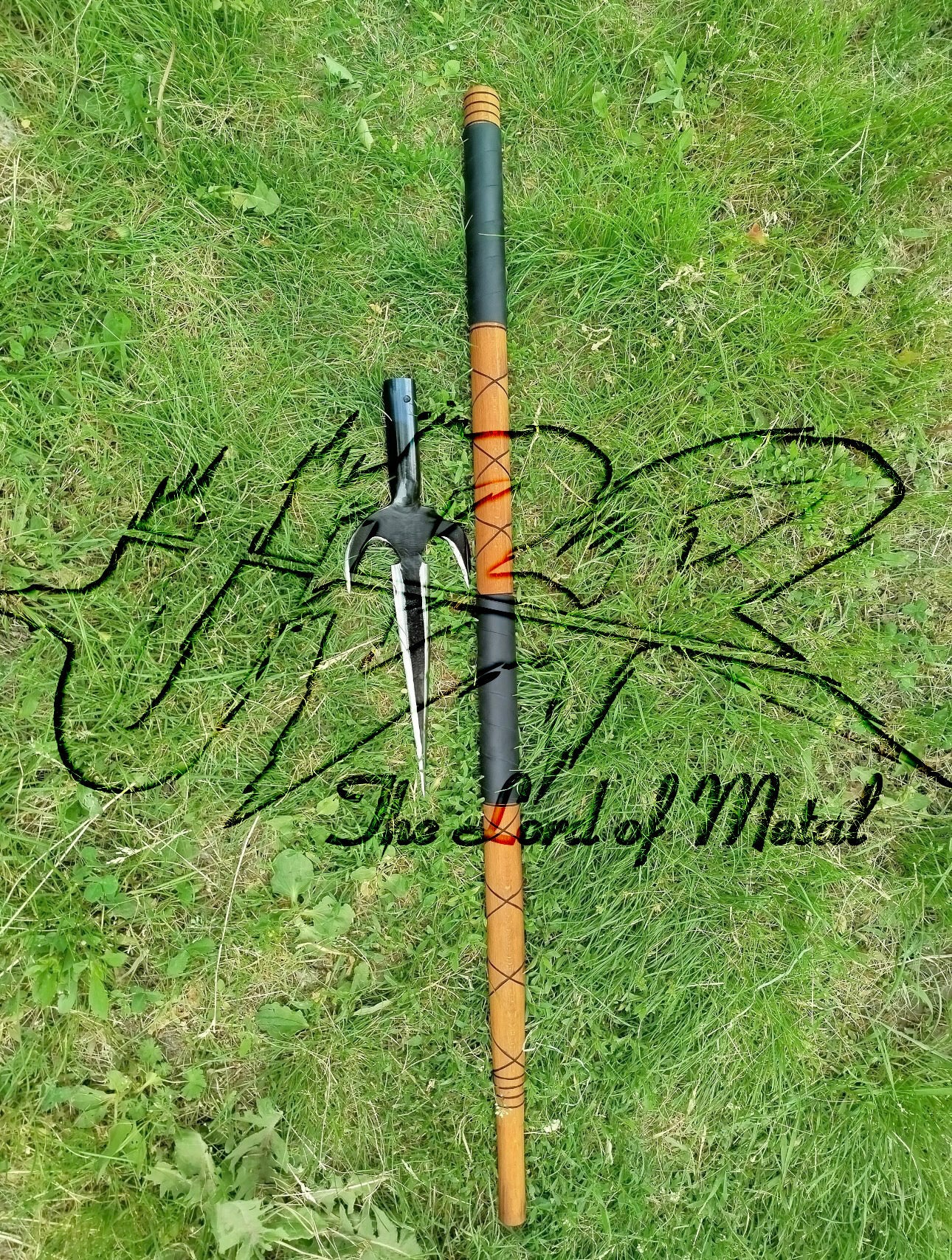 40" Hand-Forged Trident Spear with Hardwood Shaft | Decorative Collectible Spearhead Hunting Spears