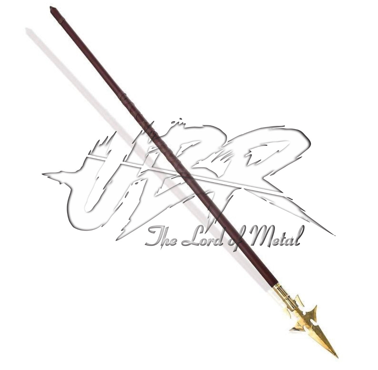 72" Hellboy Spear Replica with Golden Runes and Wooden Shaft in Display Case Hunting Spears