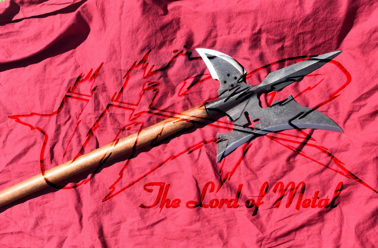 40" Forged Halberd Spear Head with Gothic Cross Design | Fantasy Display Blade