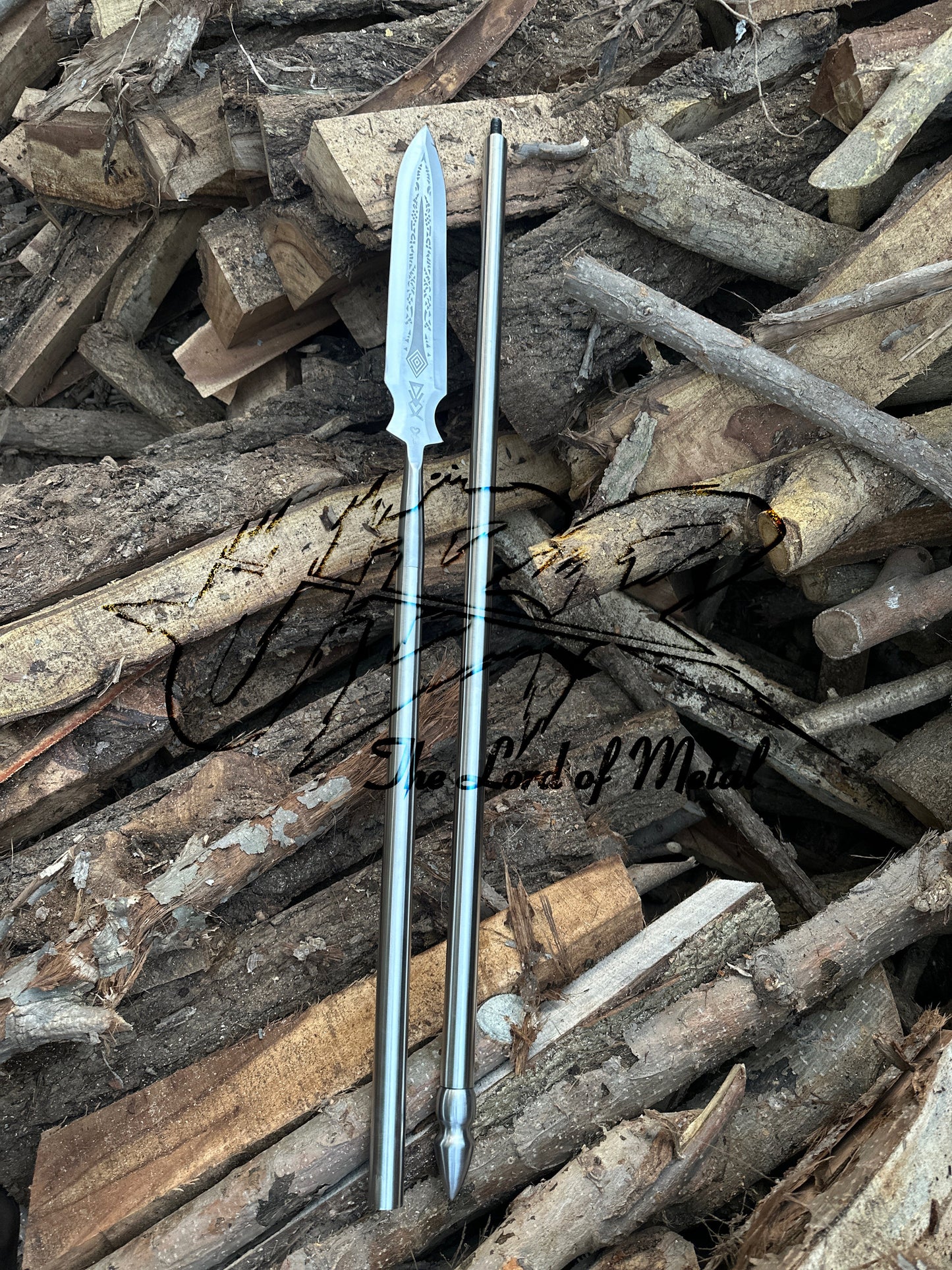 72" Hand-Forged Pole Spear with Etched Blade | Collectible Outdoor Hunting Spear Hunting Spears