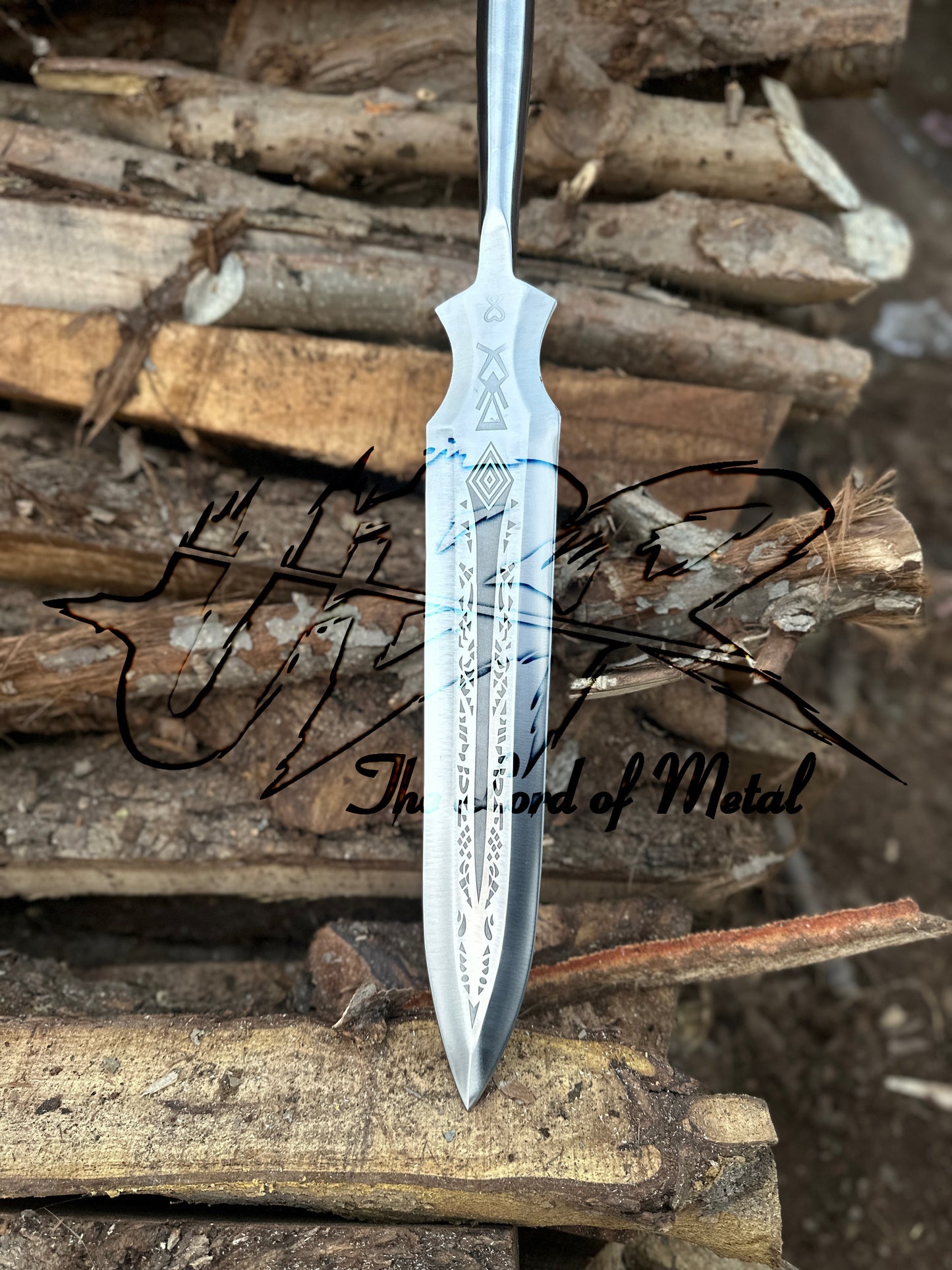 72" Hand-Forged Pole Spear with Etched Blade | Collectible Outdoor Hunting Spear Hunting Spears