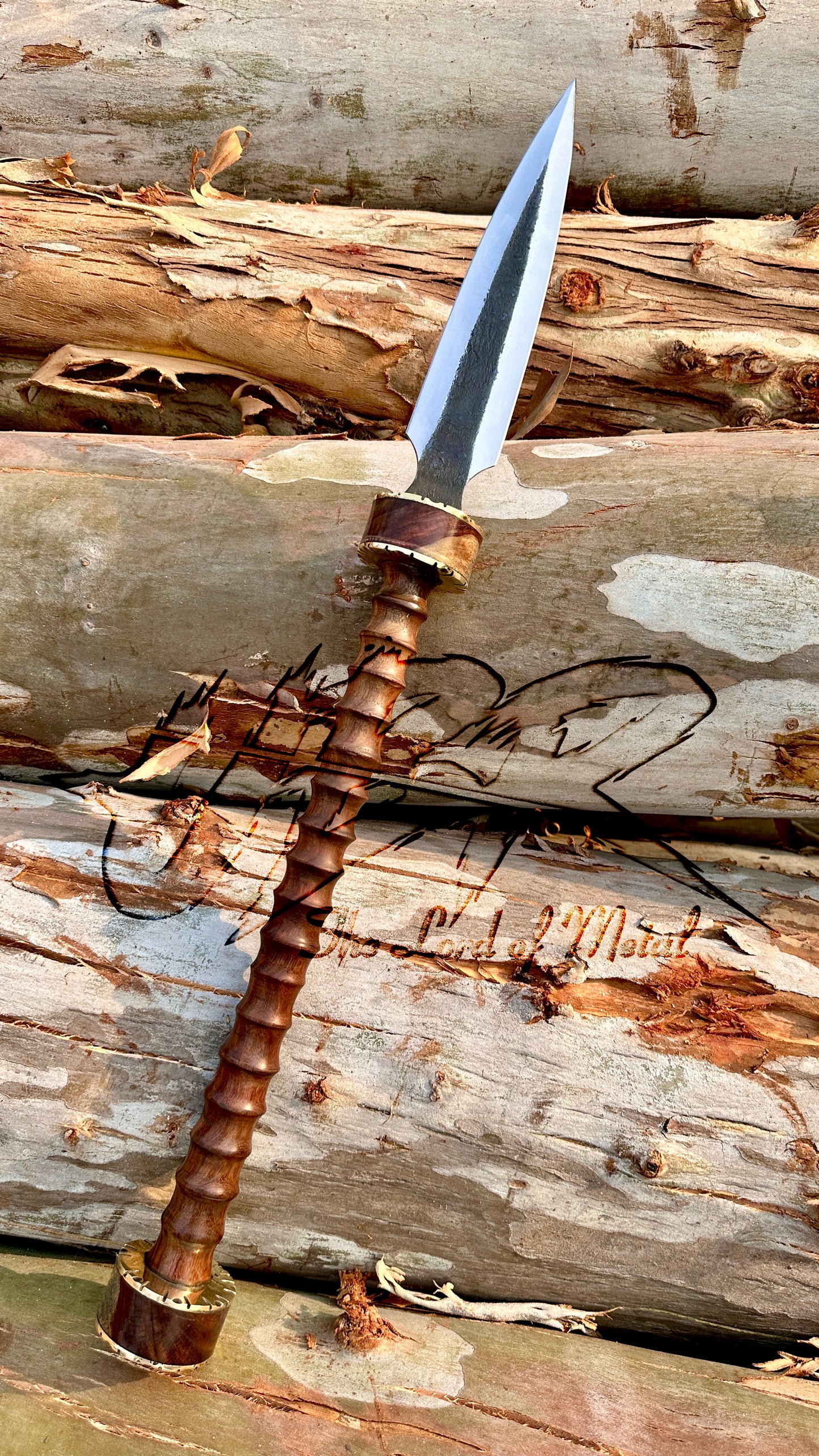 Boar Hunting Spear | Hand-Forged Carbon Steel with Twisted Wood Shaft