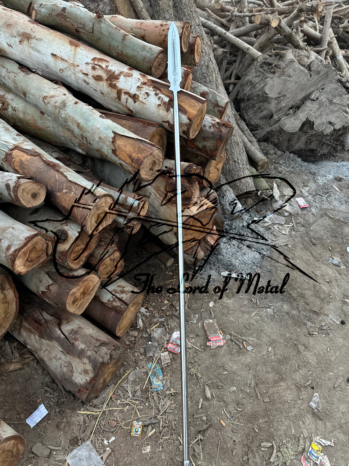 72" Hand-Forged Pole Spear with Etched Blade | Collectible Outdoor Hunting Spear Hunting Spears