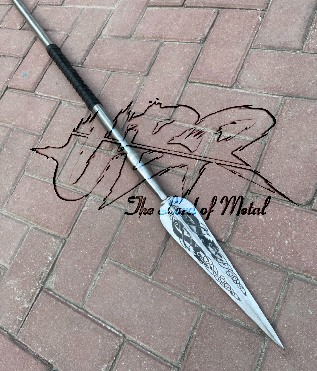72" Hand-Forged Pattern Steel Hunting Spear | Long Shaft Collectible Outdoor Spear Hunting Spears