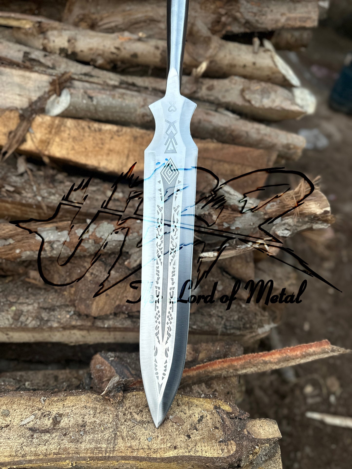 72" Hand-Forged Pole Spear with Etched Blade | Collectible Outdoor Hunting Spear Hunting Spears