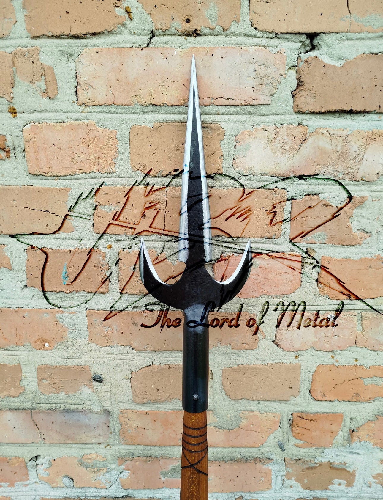 40" Hand-Forged Trident Spear with Hardwood Shaft | Decorative Collectible Spearhead Hunting Spears