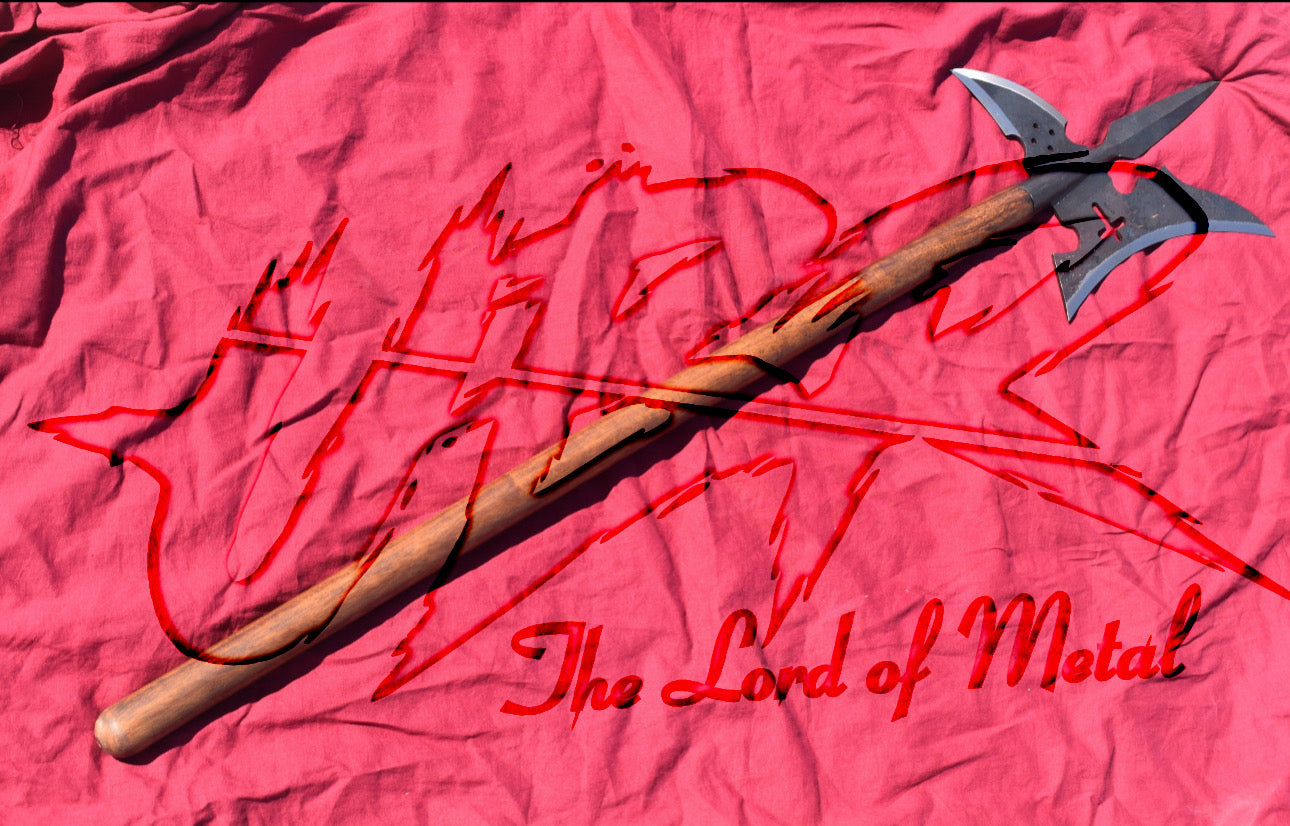 40" Forged Halberd Spear with Gothic Cross Design | Fantasy Display Blade
