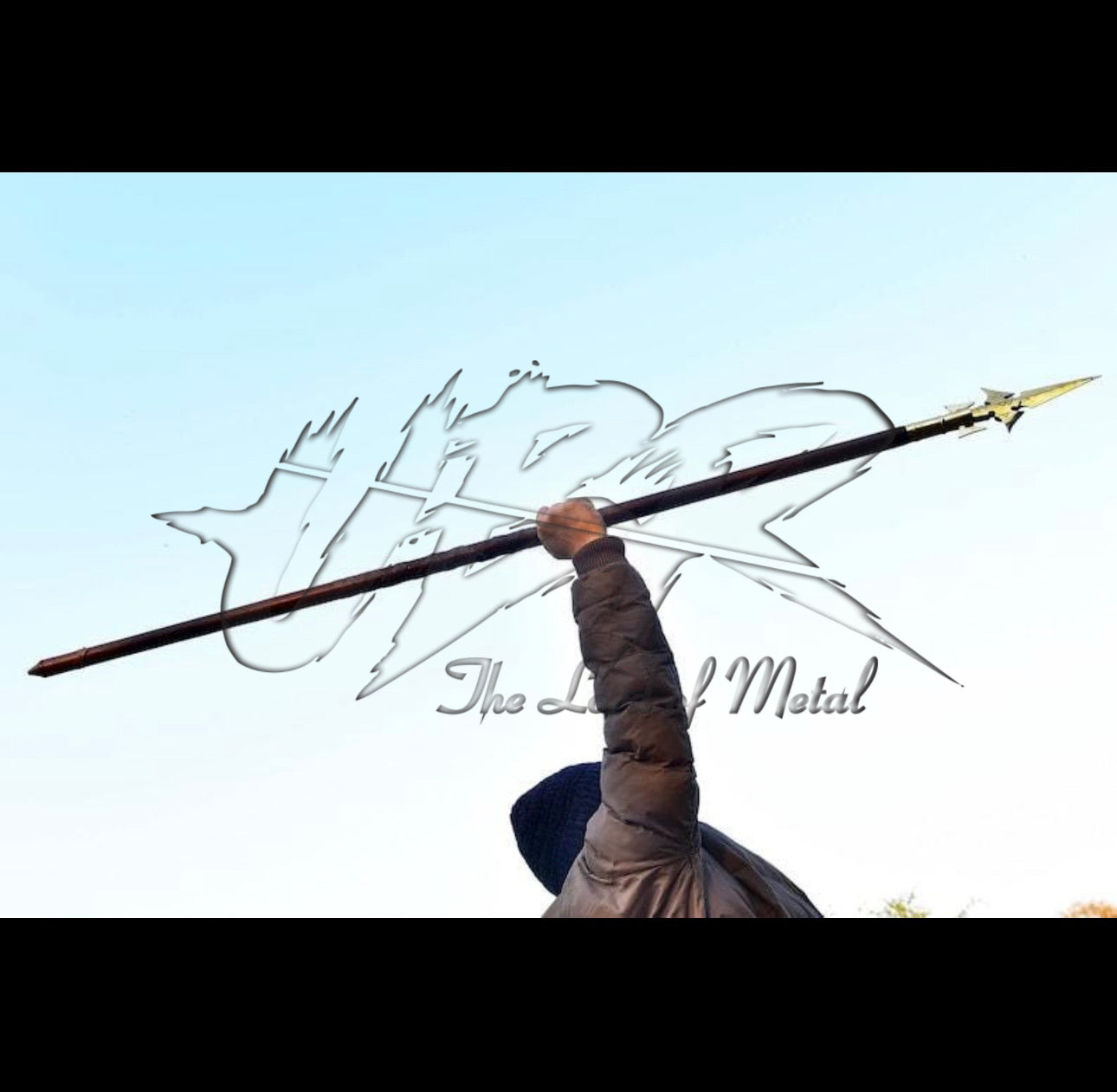 72" Hellboy Spear Replica with Golden Runes and Wooden Shaft in Display Case Hunting Spears