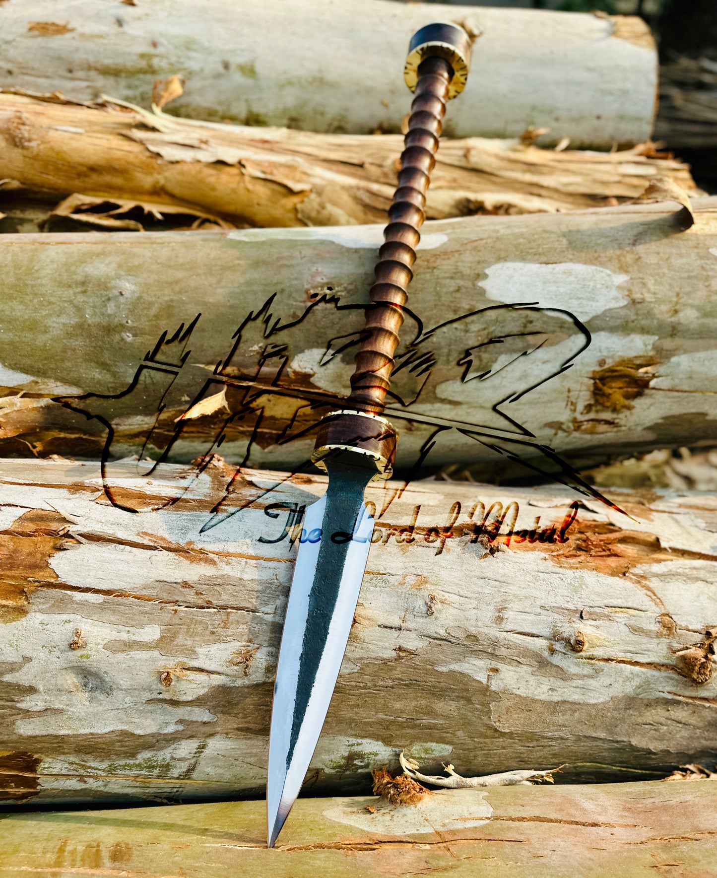 Boar Hunting Spear | Hand-Forged Carbon Steel with Twisted Wood Shaft