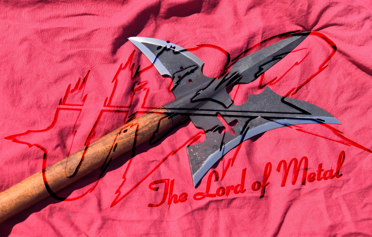 40" Forged Halberd Spear with Gothic Cross Design | Fantasy Display Blade