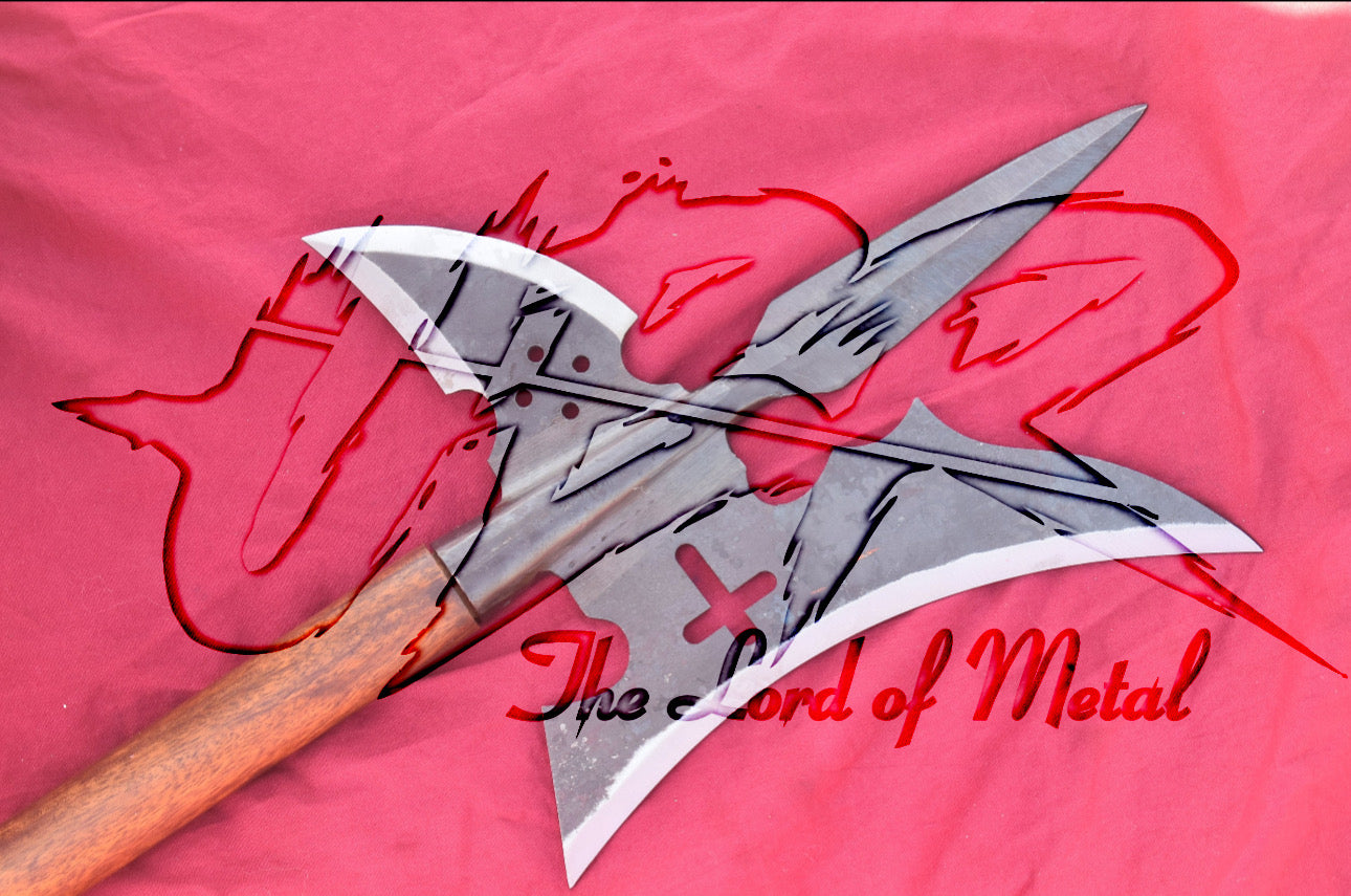 40" Forged Halberd Spear with Gothic Cross Design | Fantasy Display Blade