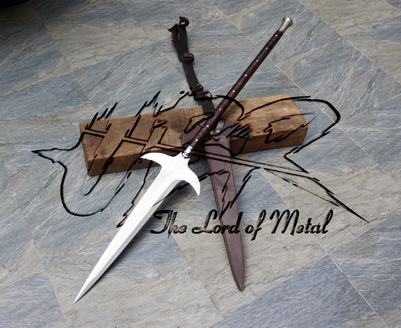 Thor Odin’s Gungnir Spear Replica with Winged Blade and Leather-Wrapped Shaft Hunting Spears