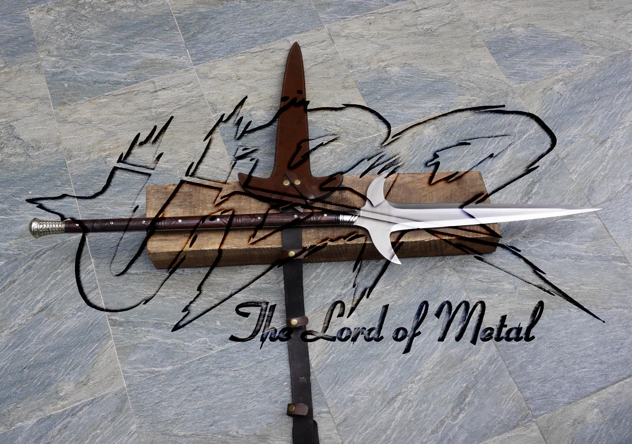 Thor Odin’s Gungnir Spear Replica with Winged Blade and Leather-Wrapped Shaft Hunting Spears