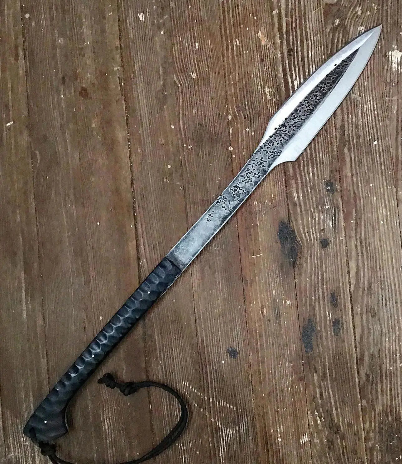 28" Hellboy Spear | Carbon Steel Hunting Spear with Textured Steel Handle Hunting Spears