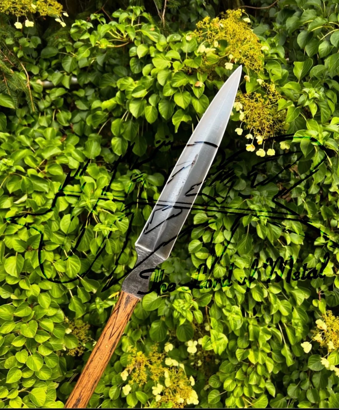 40" Hand-Forged Leaf-Shaped Hunting Spear – Medieval & Tribal Style Collectible with Wooden Shaft Hunting Spears
