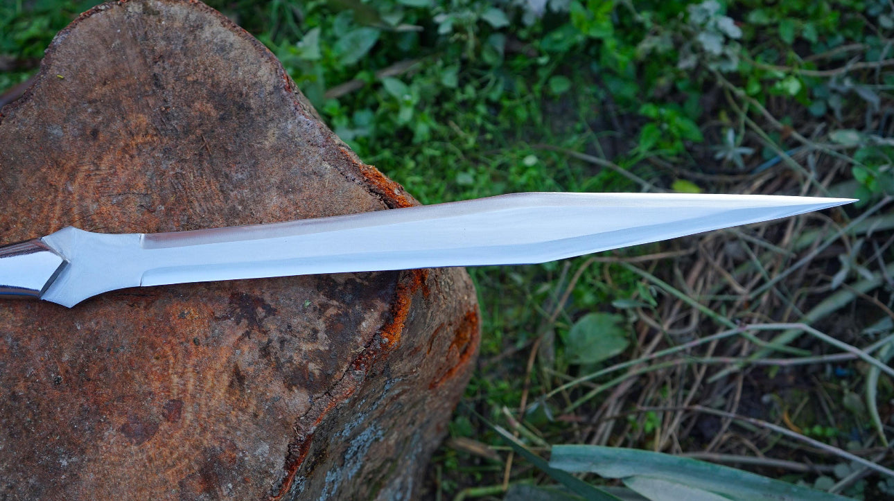 Medieval Boar Hunting Spear with Long Wooden Shaft and Leather Sheath Hunting Spears
