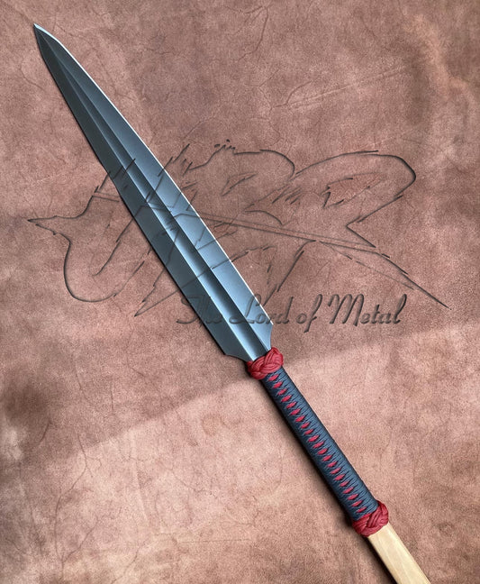 38" Black Forged Spear with Paracord Grip | Minimalist Tactical Style Collectible Hunting Spears