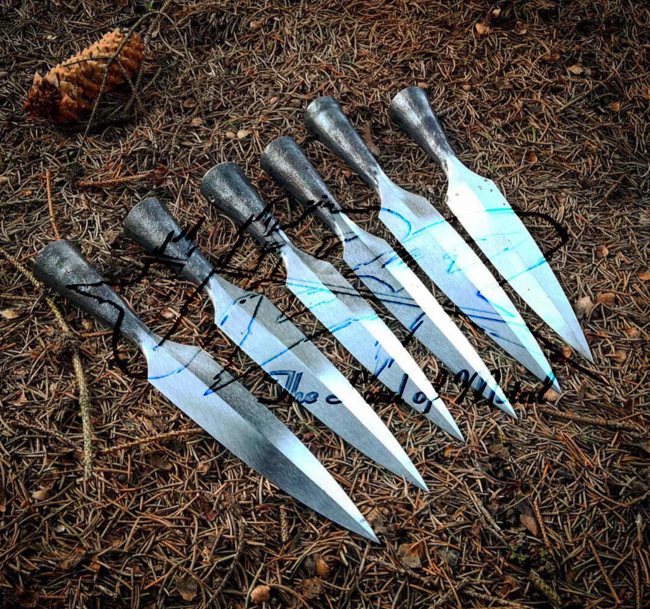 Lot of 6 Forged Spearheads | Outdoor Crafting & Collectible Display Tips Hunting Spears