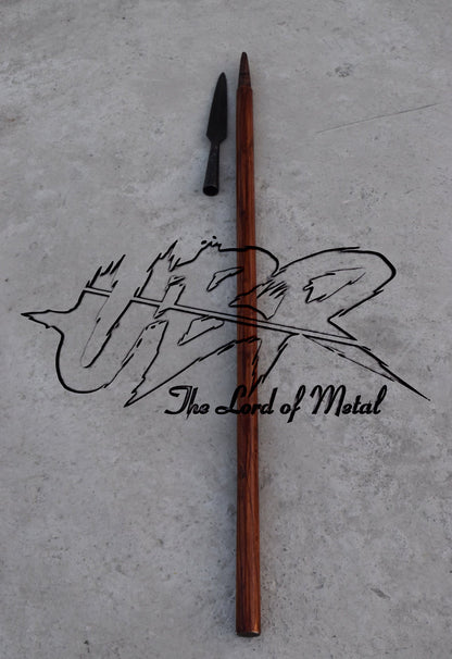 38" Forged Deer Hunting Spear with Reddish Hardwood Shaft | Primitive Style Display Spear Hunting Spears