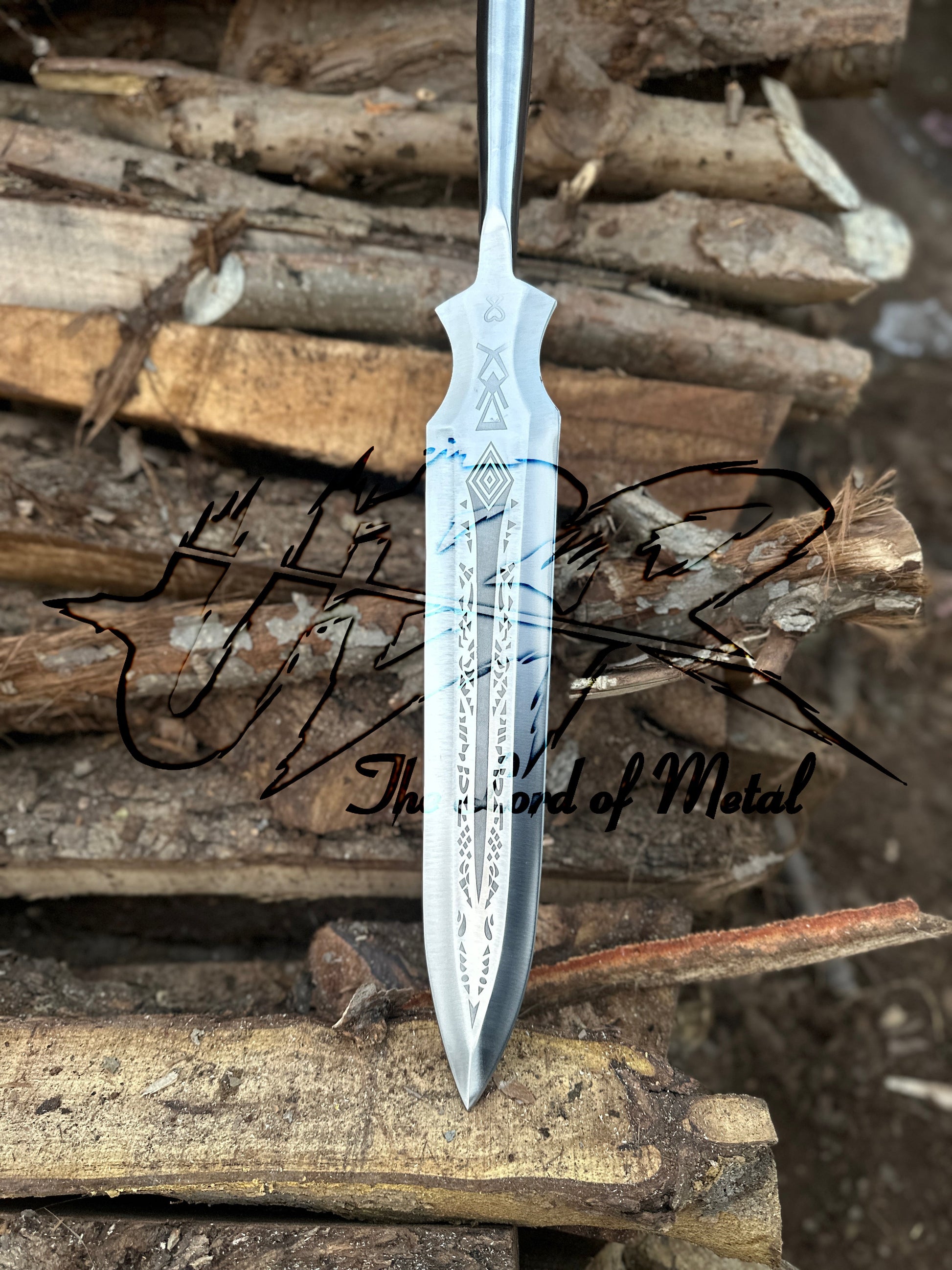 72" Hand-Forged Pole Spear with Etched Blade | Collectible Outdoor Hunting Spear Hunting Spears