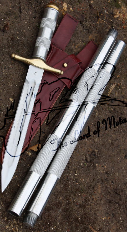62" Long Spear | Polished Blade with Brass Guard & Grip Extensions