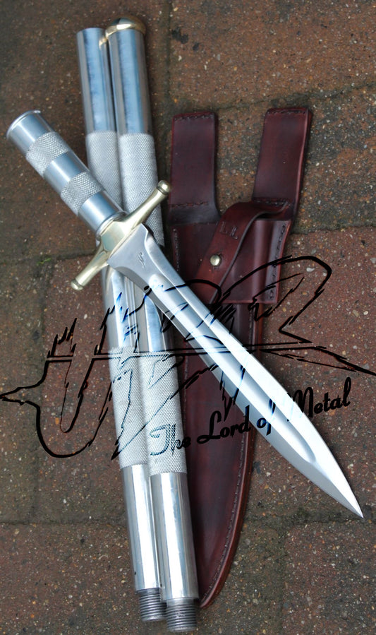 62' Long Spear | Polished Blade with Brass Guard & Grip Extensions