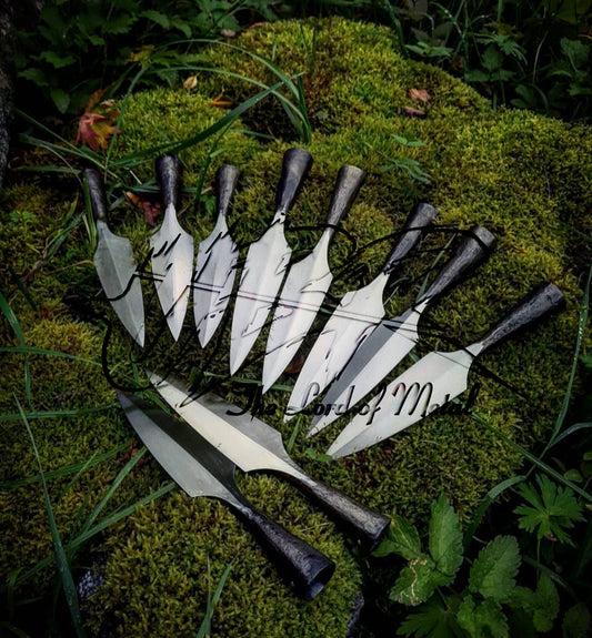 Lot of 10 Hand-Forged Spearheads Set – Traditional Blacksmith Made Collectible Blades Hunting Spears