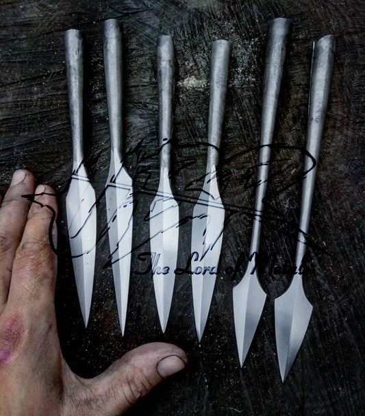 Set of 6 Spearheads | Compact Steel Tips for Custom Spears Hunting Spears