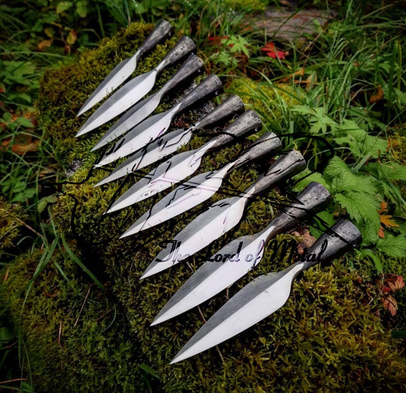 10-Piece Hand-Forged Spearhead Set | Ideal for Collectors, Bushcraft, or Primitive Decor Hunting Spears
