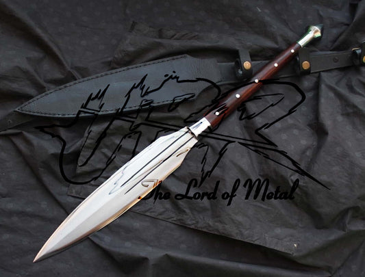36" Greek Dory Spear with Polished Leaf Blade and Wooden Shaft Hunting Spears