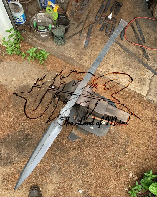 38" Blank Spear Blade | Hand-Forged Carbon Steel Spear Blank for Custom Build Hunting Spears
