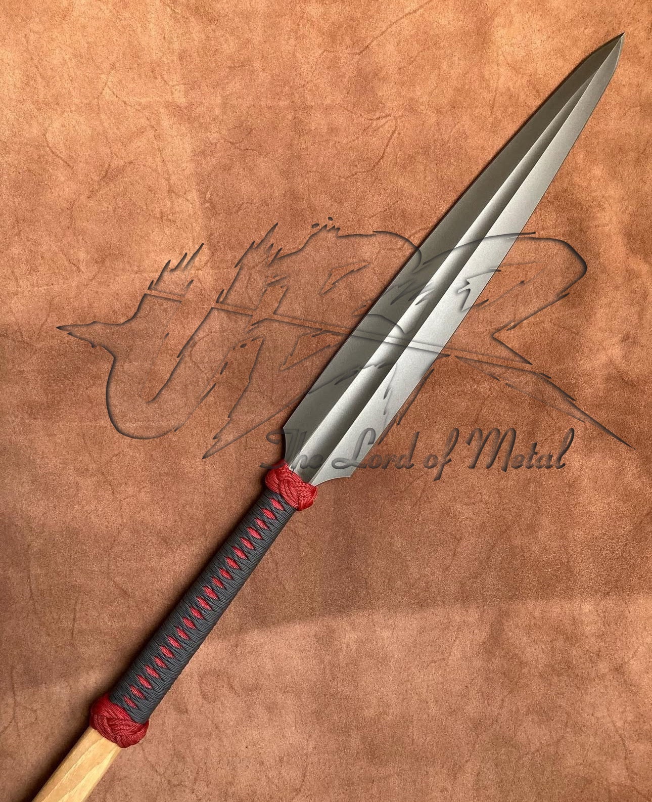38" Black Forged Spear with Paracord Grip | Minimalist Tactical Style Collectible Hunting Spears