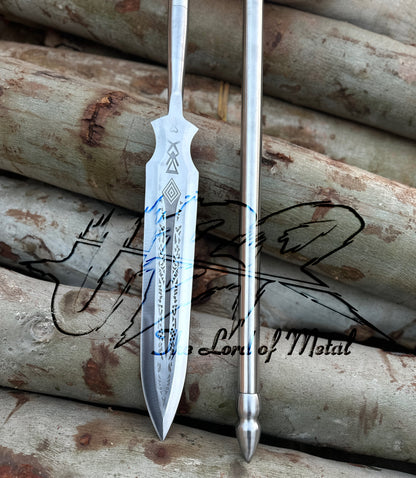 72" Hand-Forged Pole Spear with Etched Blade | Collectible Outdoor Hunting Spear Hunting Spears