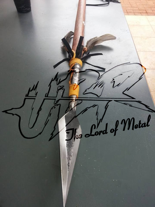 Hand-Forged Tribal Spear with Feather Wrap | Outdoor Heritage Pole