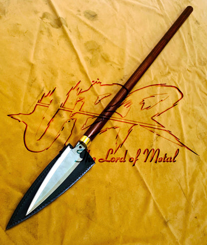38" Hunting Spear with Brass Guard and Hardwood Shaft | Handmade Outdoor Display Spear Hunting Spears
