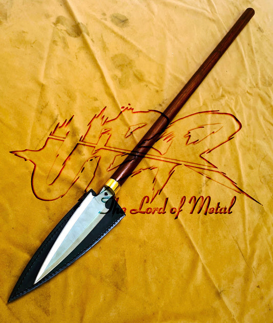 38" Hunting Spear with Brass Guard and Hardwood Shaft | Handmade Outdoor Display Spear Hunting Spears