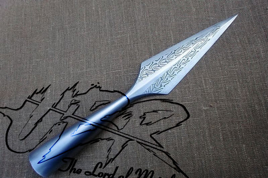 Carbon Steel Spear Head | Hand-Forged Leaf Blade with Pattern Welded Steel