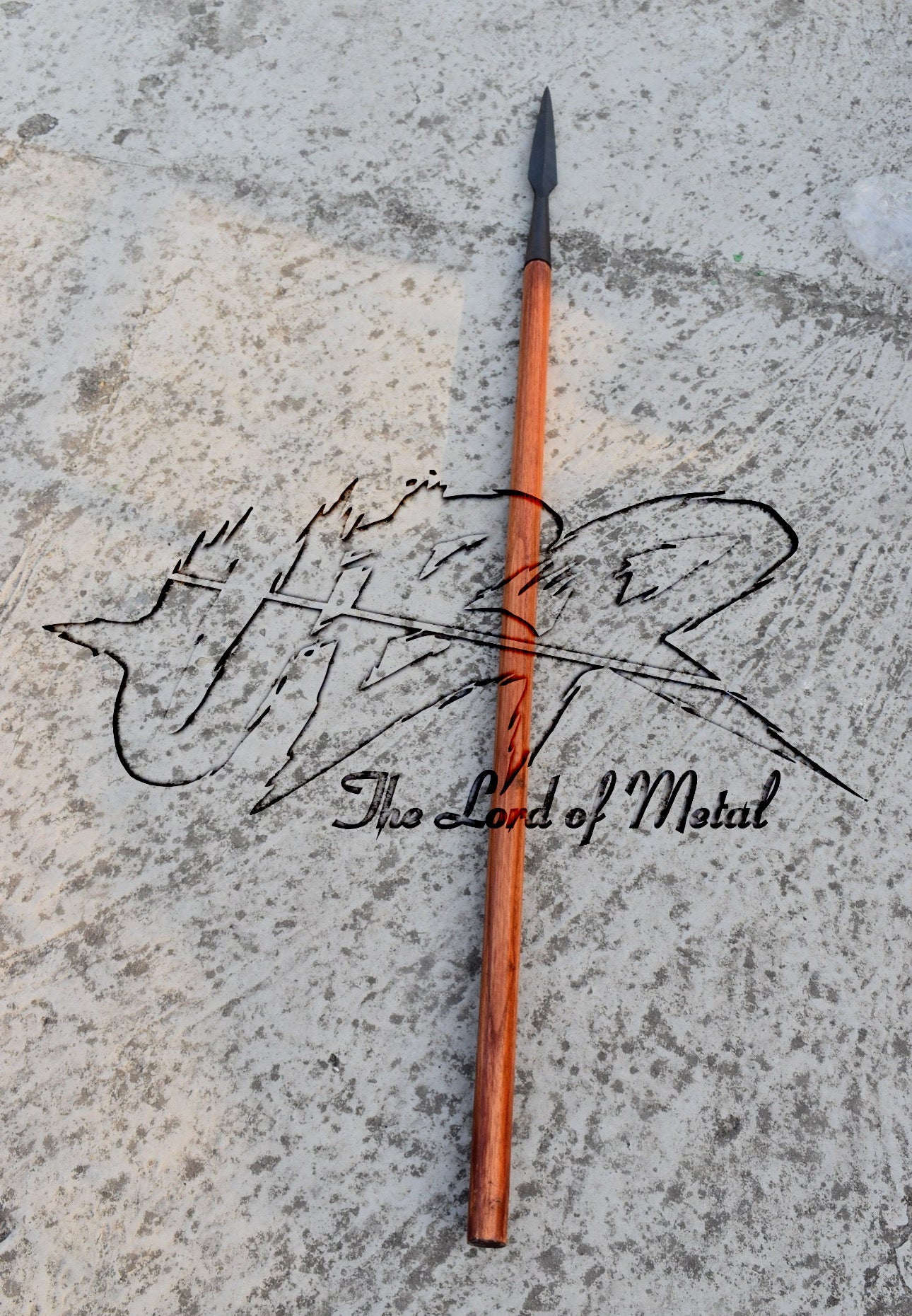 38" Forged Deer Hunting Spear with Reddish Hardwood Shaft | Primitive Style Display Spear Hunting Spears