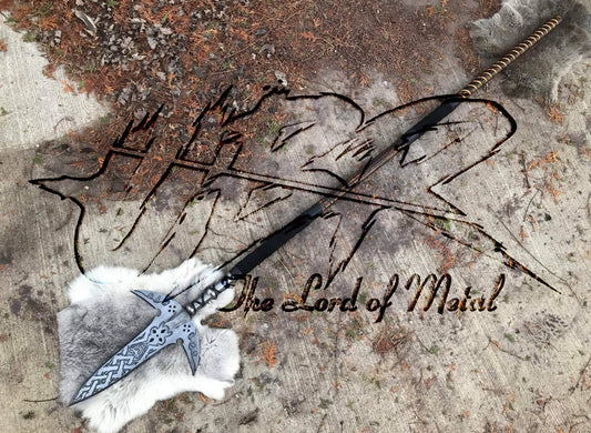 62" Fantasy Viking Battle Spear – Hand-Forged Collectible with Etched Nordic Patterns & Wooden Shaft Hunting Spears