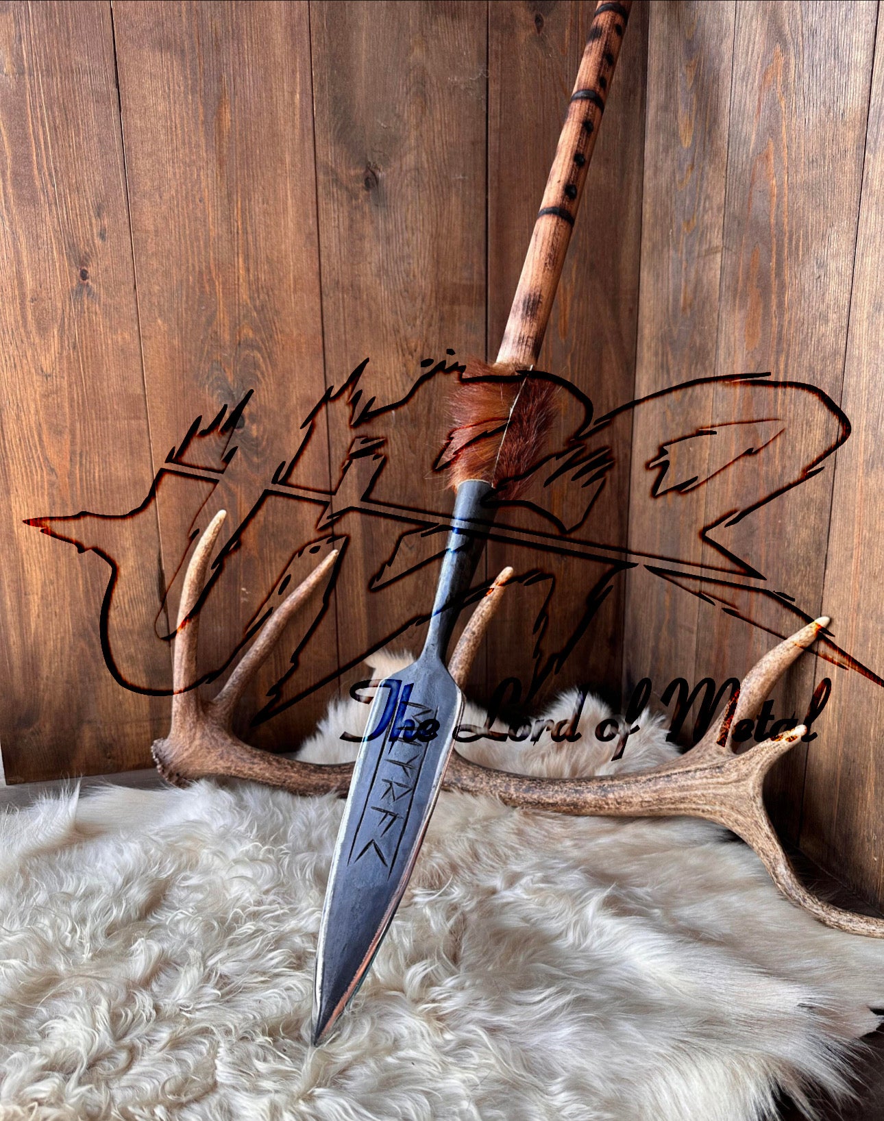 Hand-Forged Tribal Spear with Leather Wrap | Outdoor Heritage Pole