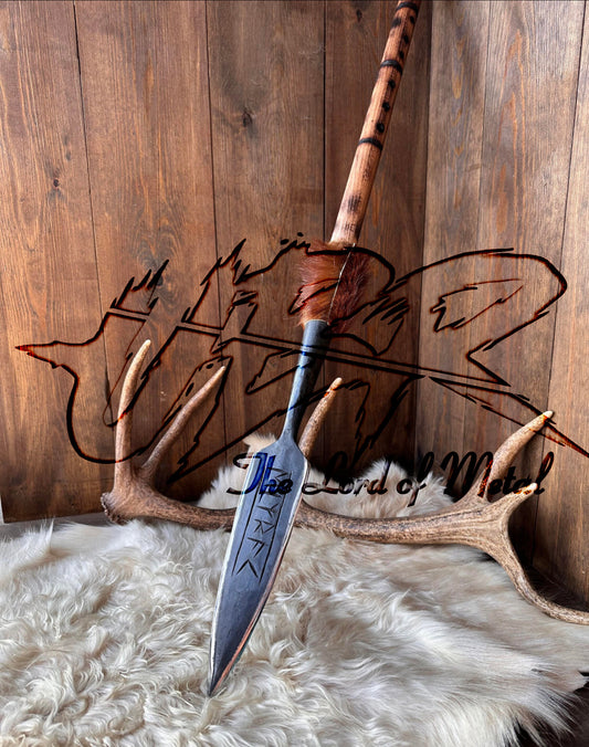 Hand-Forged Tribal Spear with Leather Wrap | Outdoor Heritage Pole
