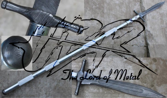 Damascus Spear | Hand-Forged Heroic Blade with Steel Crossguard