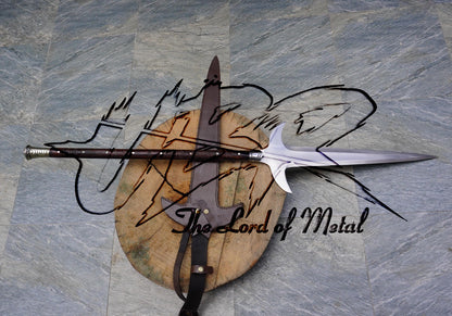 Thor Odin’s Gungnir Spear Replica with Winged Blade and Leather-Wrapped Shaft Hunting Spears