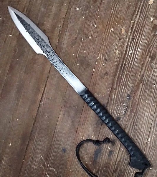 28" Hellboy Spear | Carbon Steel Hunting Spear with Textured Steel Handle Hunting Spears