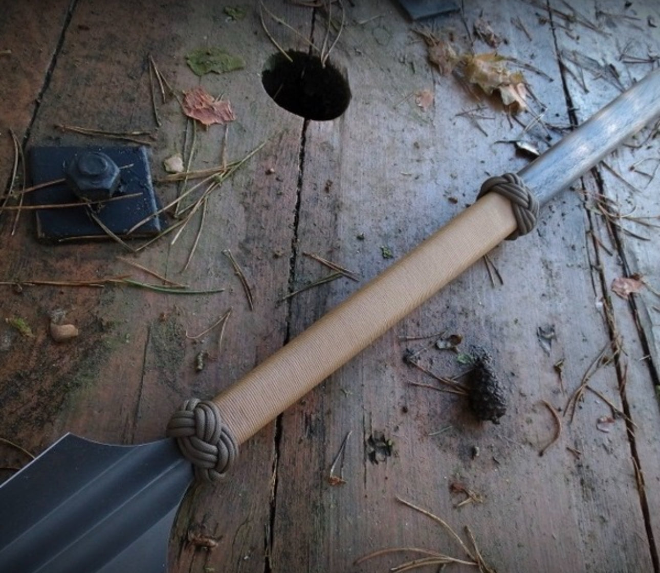 38" Black Forged Spear with Paracord Grip | Minimalist Tactical Style Collectible Hunting Spears